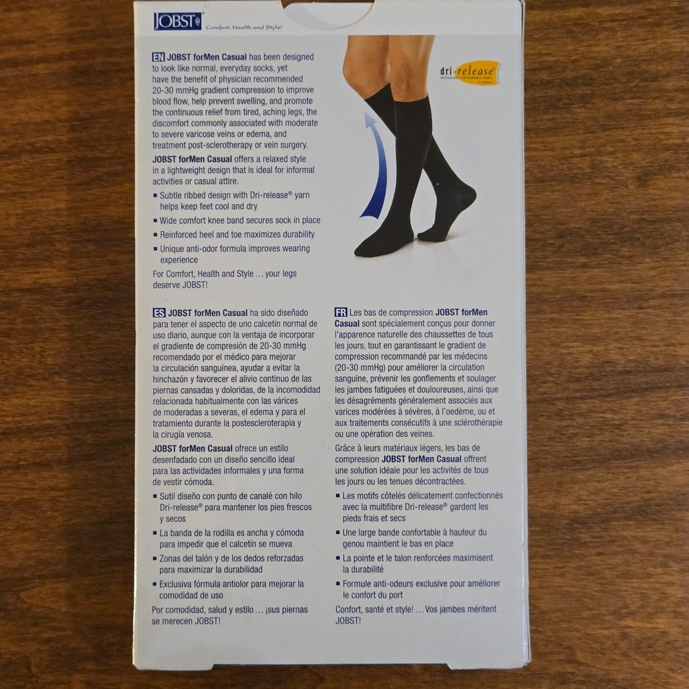 JOBST for Men Casual Black Compression Socks 20-30 mmHg XL Full Calf 113121